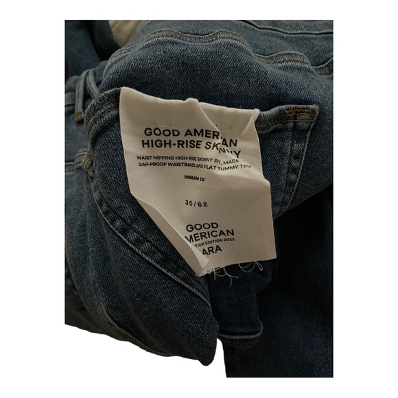 GOOD AMERICAN High Rise Skinny Jeans Medium Wash Distressed Blue Plus Size 3 - Picture 7 of 7